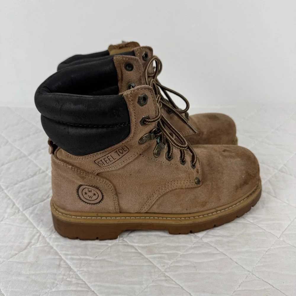VTG! Wrangler Work Mens Steel Toe Leather Boots‎ Brown 7W ASTM F-2413 OSHA F05-5